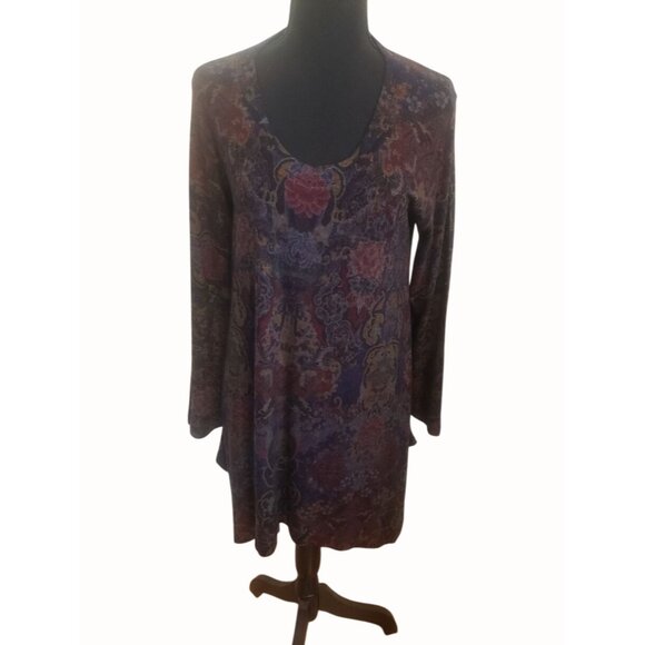 Soft Surroundings Womens Long Sleeve Tunic Dress Multicolor Abstract Print M - Picture 3 of 12
